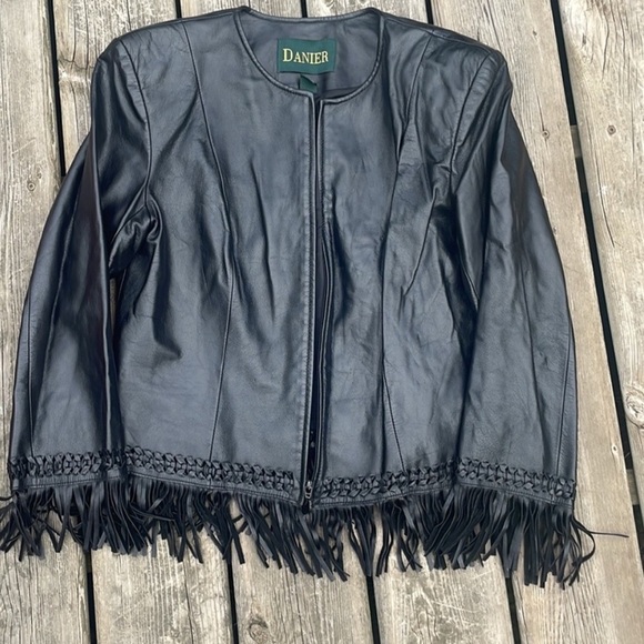 Danier Leather Fringe Zip-Up Jacket - Size M - Picture 2 of 15